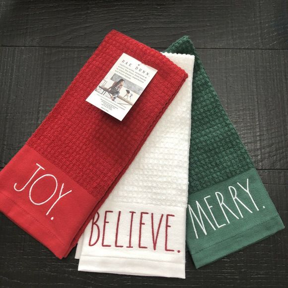 Rae Dunn Other - RAE DUNN Kitchen Dish Towels JOY MEERY & BELIEVE